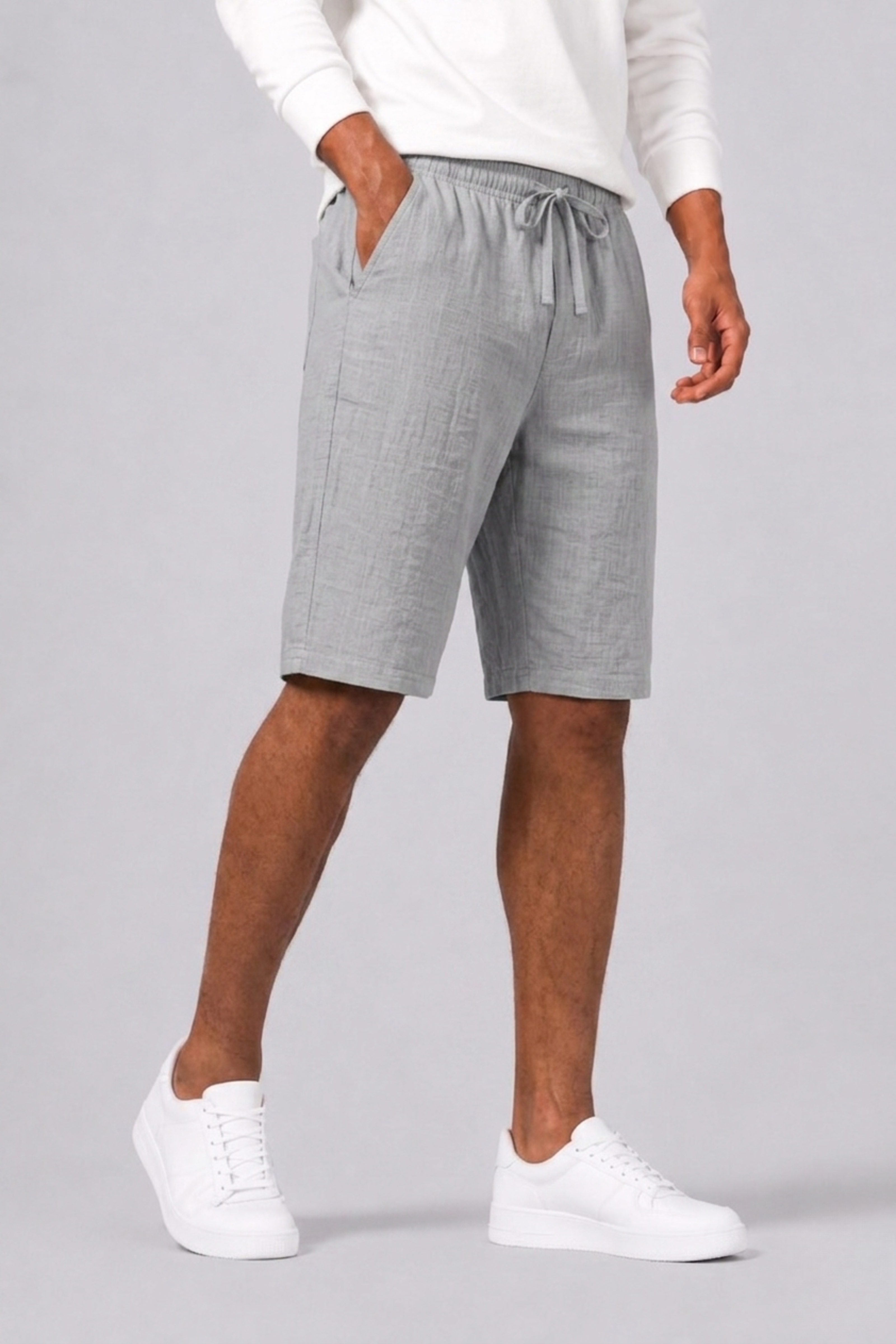 Men's Beach Shorts with Drawstring and Elastic Waist