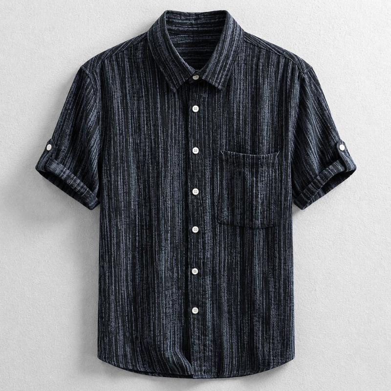 Shirt with Roll-Up Sleeves and Chest Pocket for Men