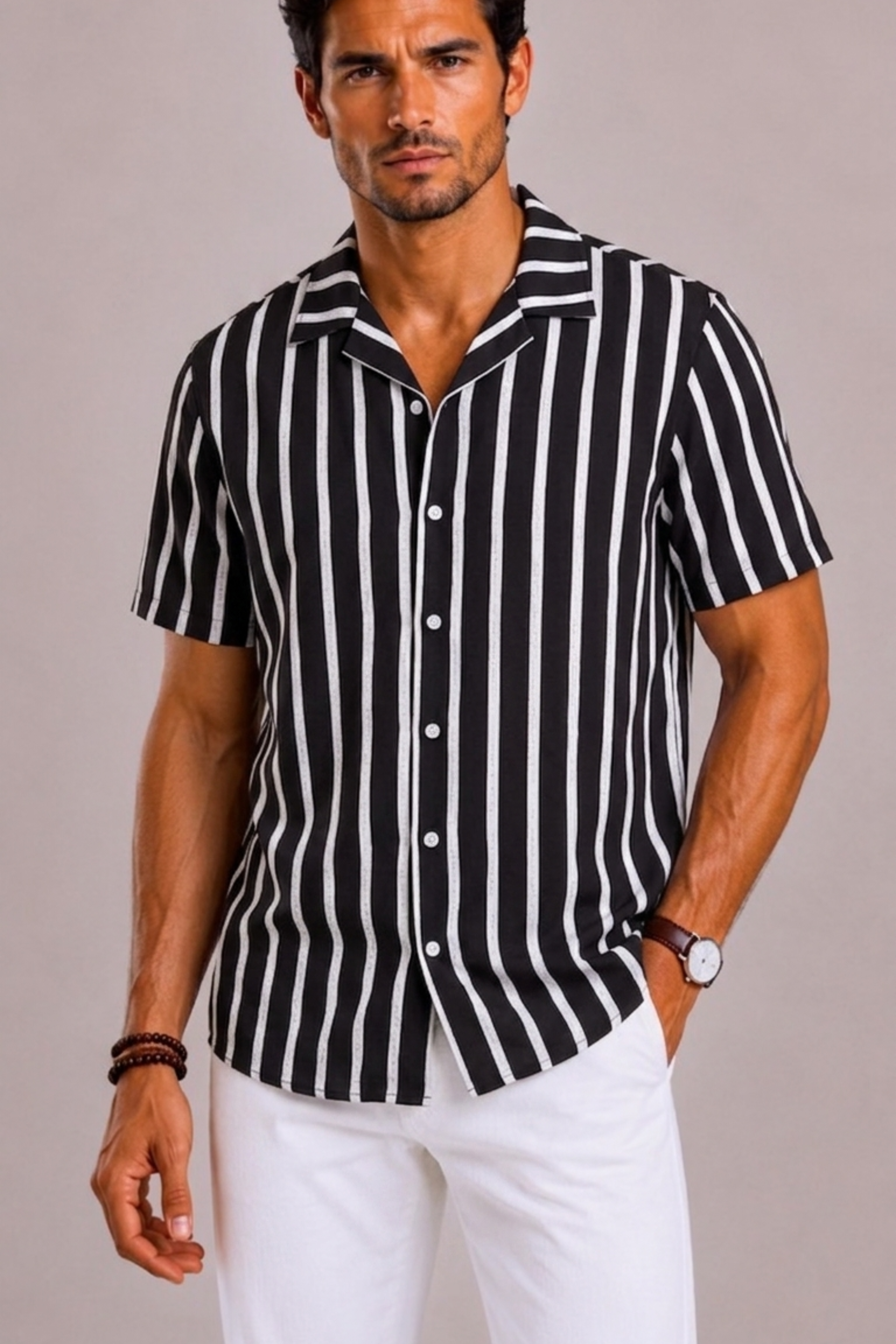 Men's Striped Short-Sleeve Shirt
