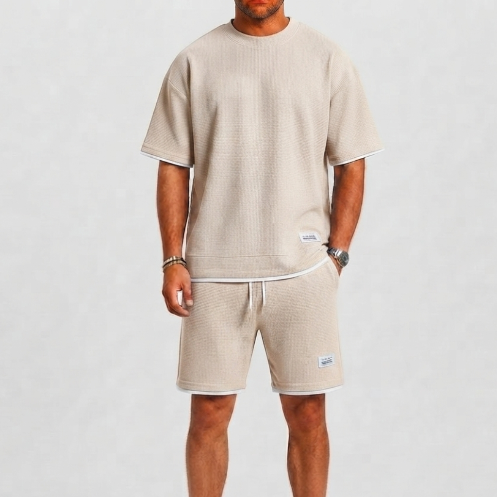 Men's Waffle Set with T-Shirt and Shorts