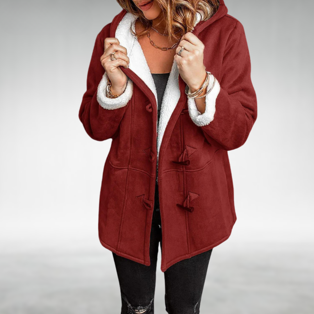 Women's Hooded Coat Lined with Fleece and Sherpa Interior
