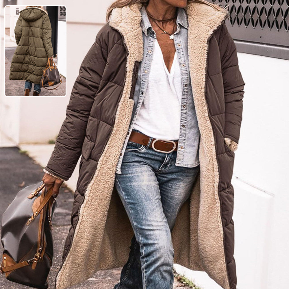 Frida | Cozy Long Padded Coat with Teddy Lining and Hood