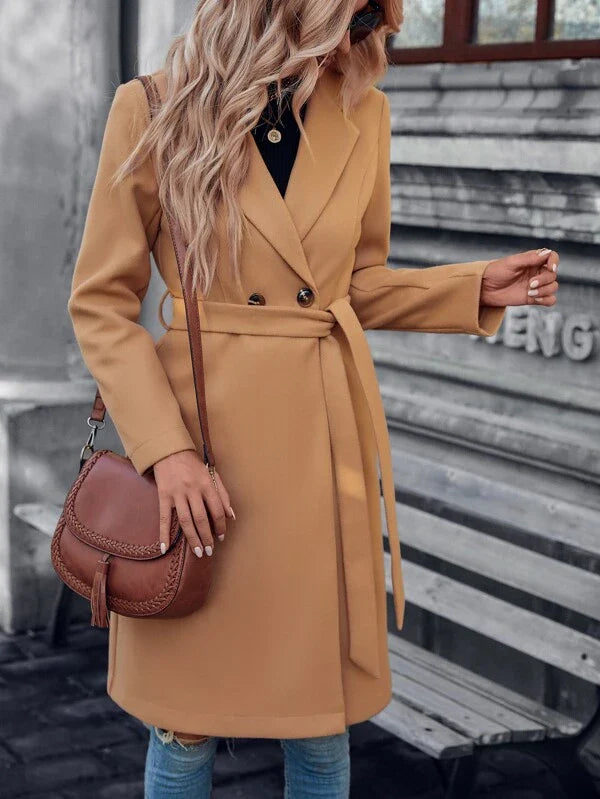 Ladies' Regular Fit Padded A-Line Coat with Double Buttons