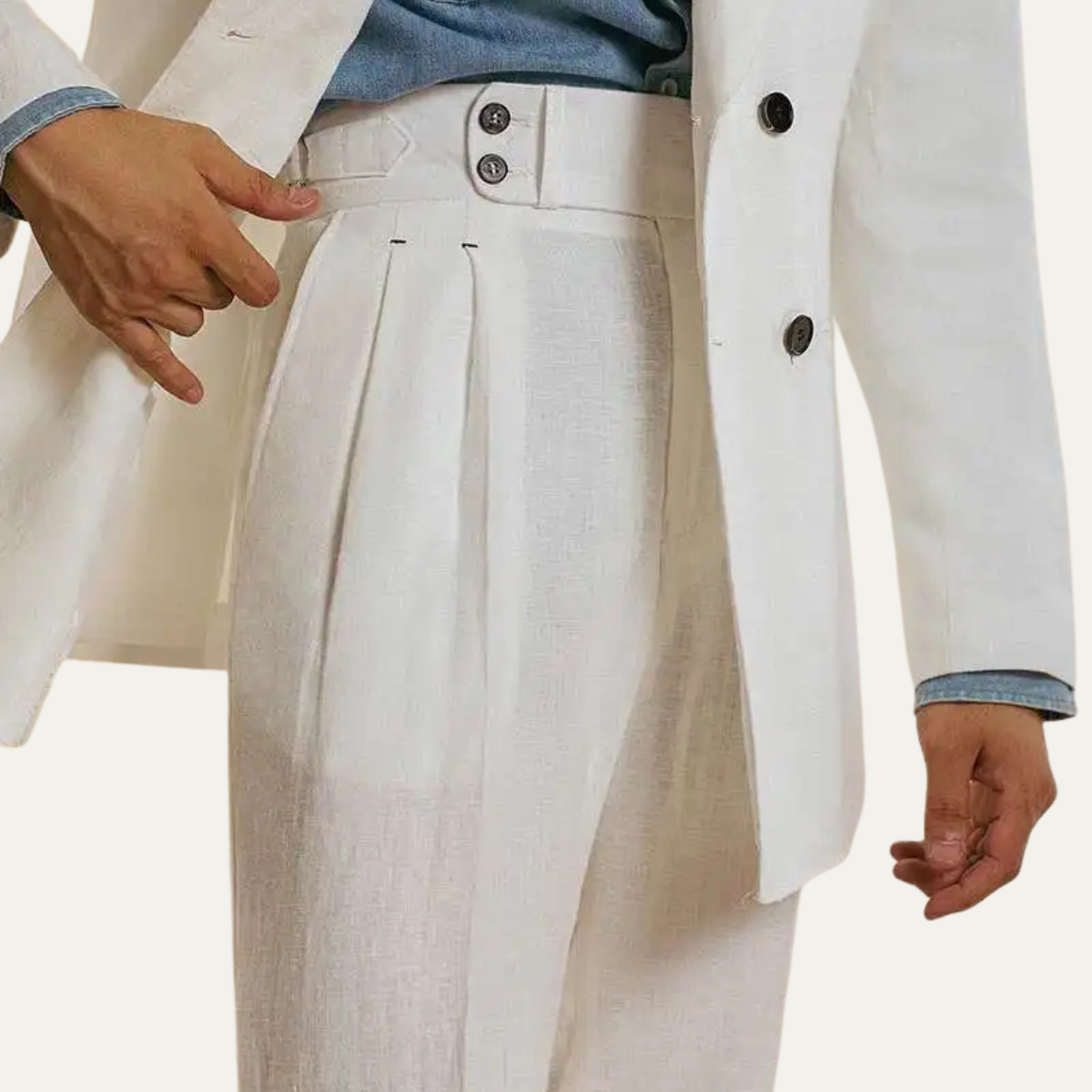 The Brianza Men’s Vintage High Waist Linen Dress Trousers