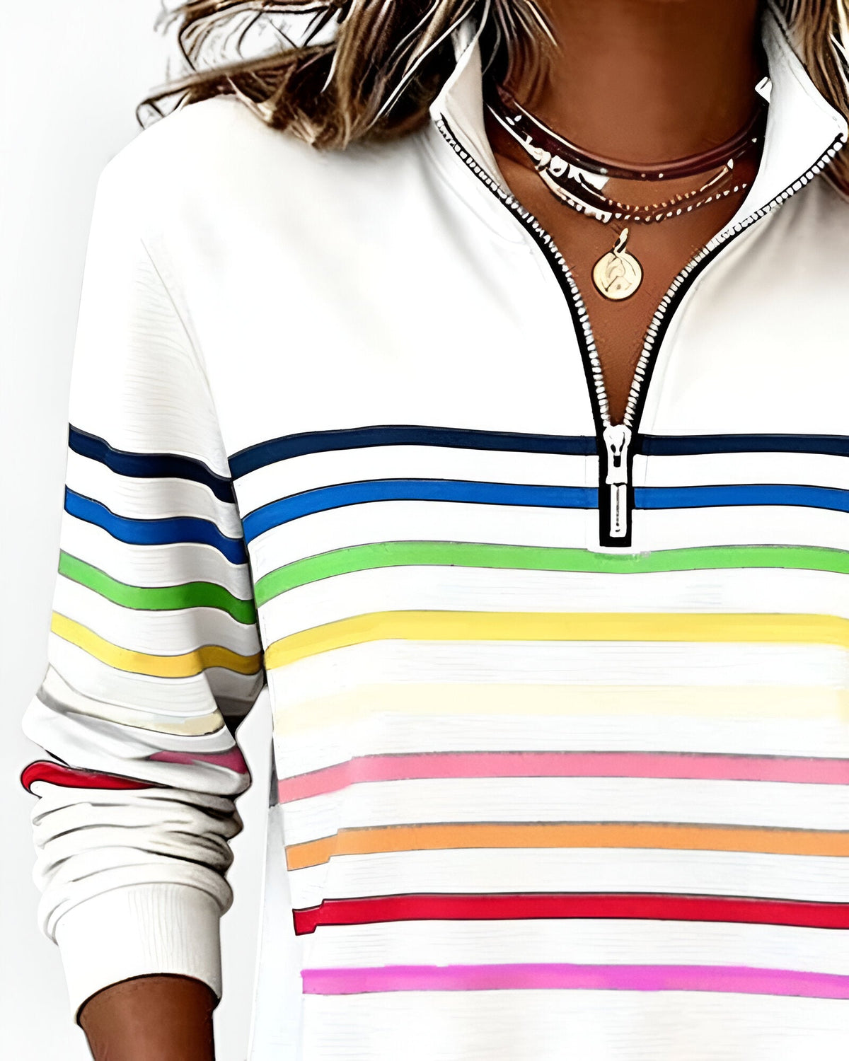 Kira | Cozy Striped Zip-Up Sweater