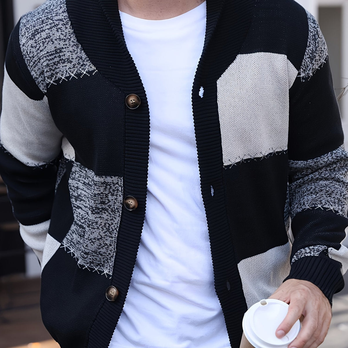 Callahan | Color-Blocked Button-Up Sweater