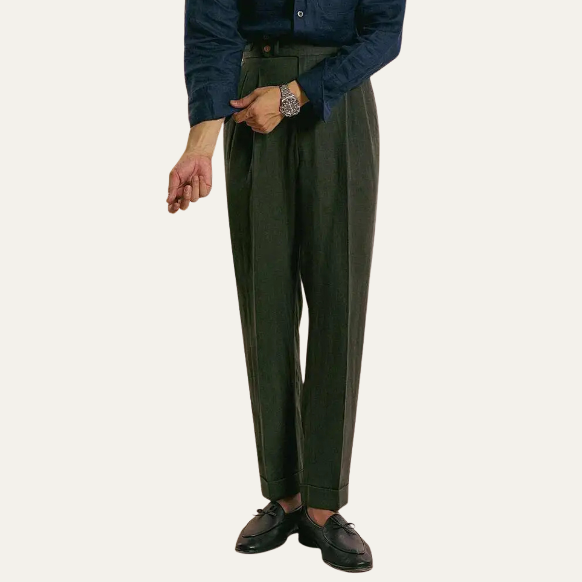 The Brianza Men’s Vintage High Waist Linen Dress Trousers