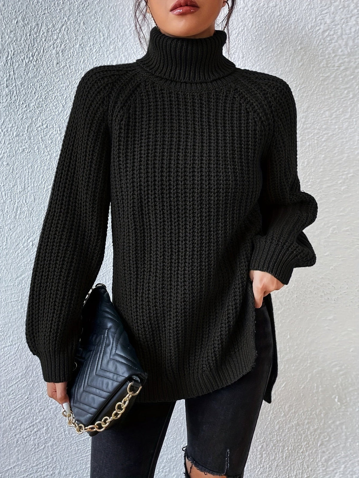 Women's Tailored Sweatshirt with High Collar