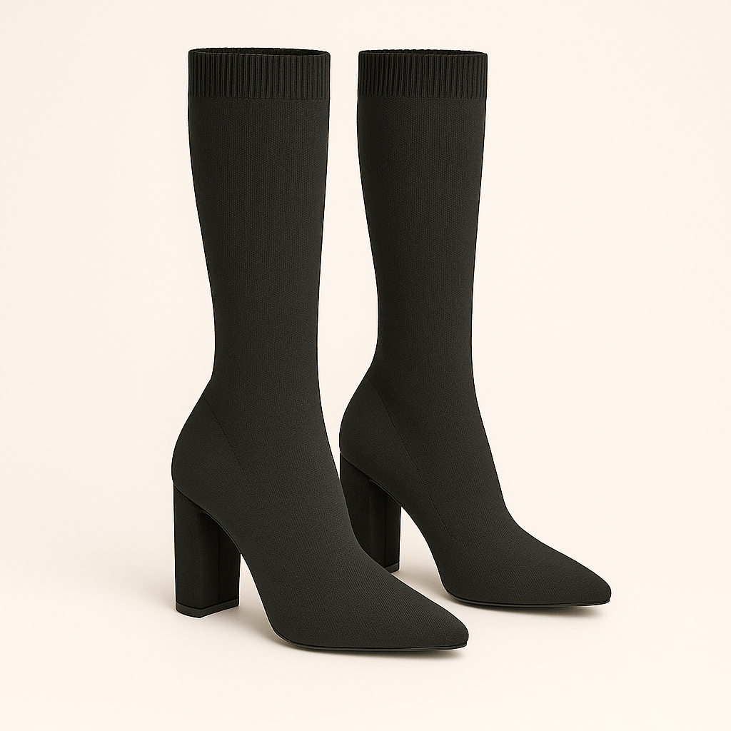 Knee-High Sock Fit Boots for Women with Pointed Toe