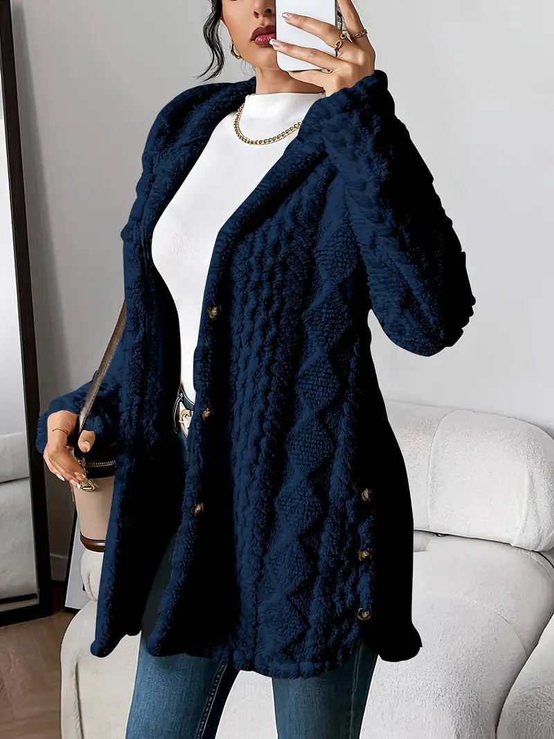 Women's Hooded Cable Knit Cardigan