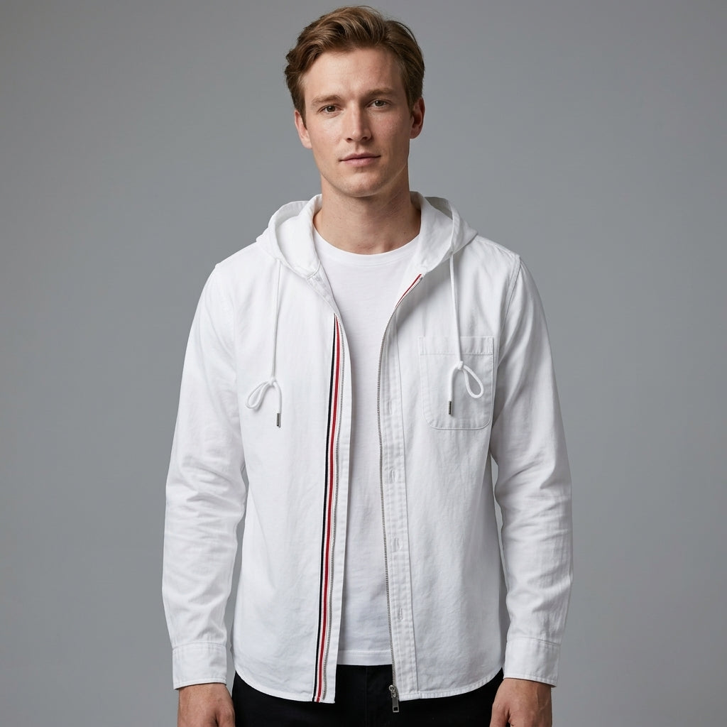 Hooded Shirt with Chest Pocket for Men