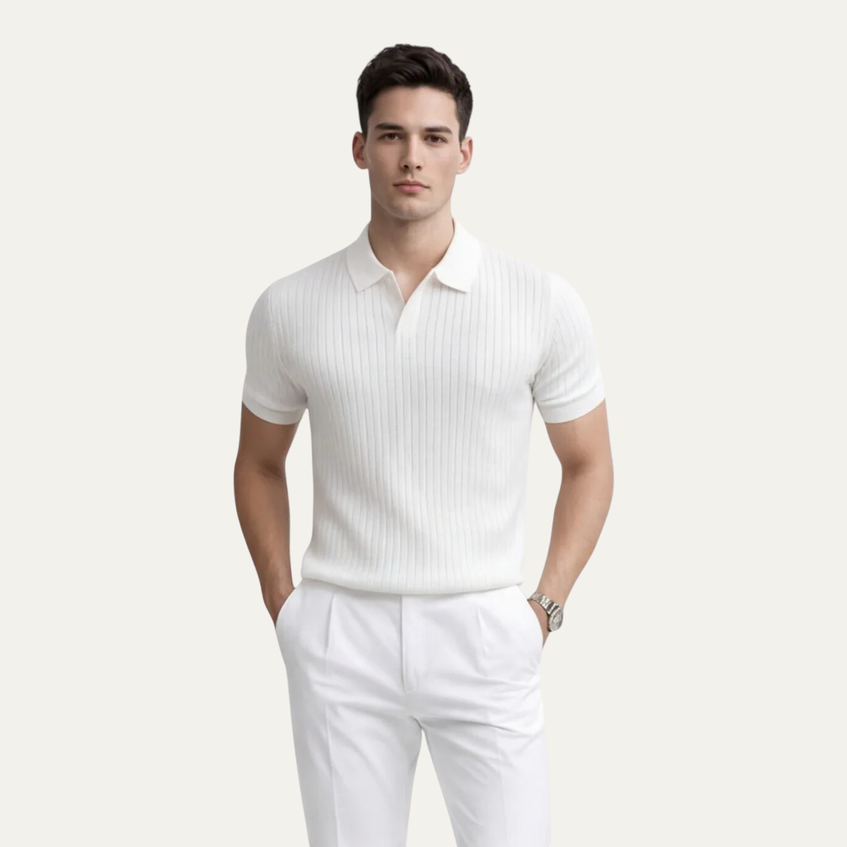 The Hawthorne Men’s Cotton Ribbed Polo Shirt