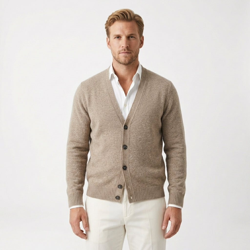 HOLLANDEN | MERINO WOOL V-NECK CARDIGAN FOR MEN