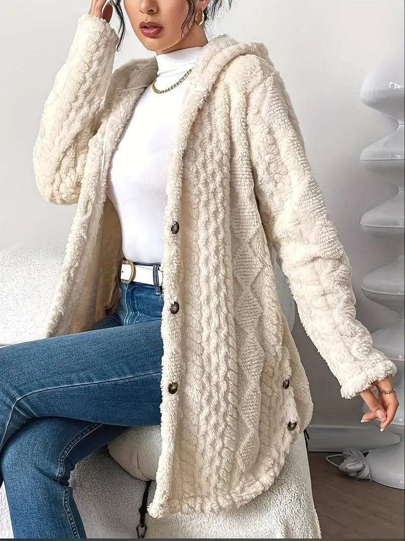 Women's Hooded Cable Knit Cardigan