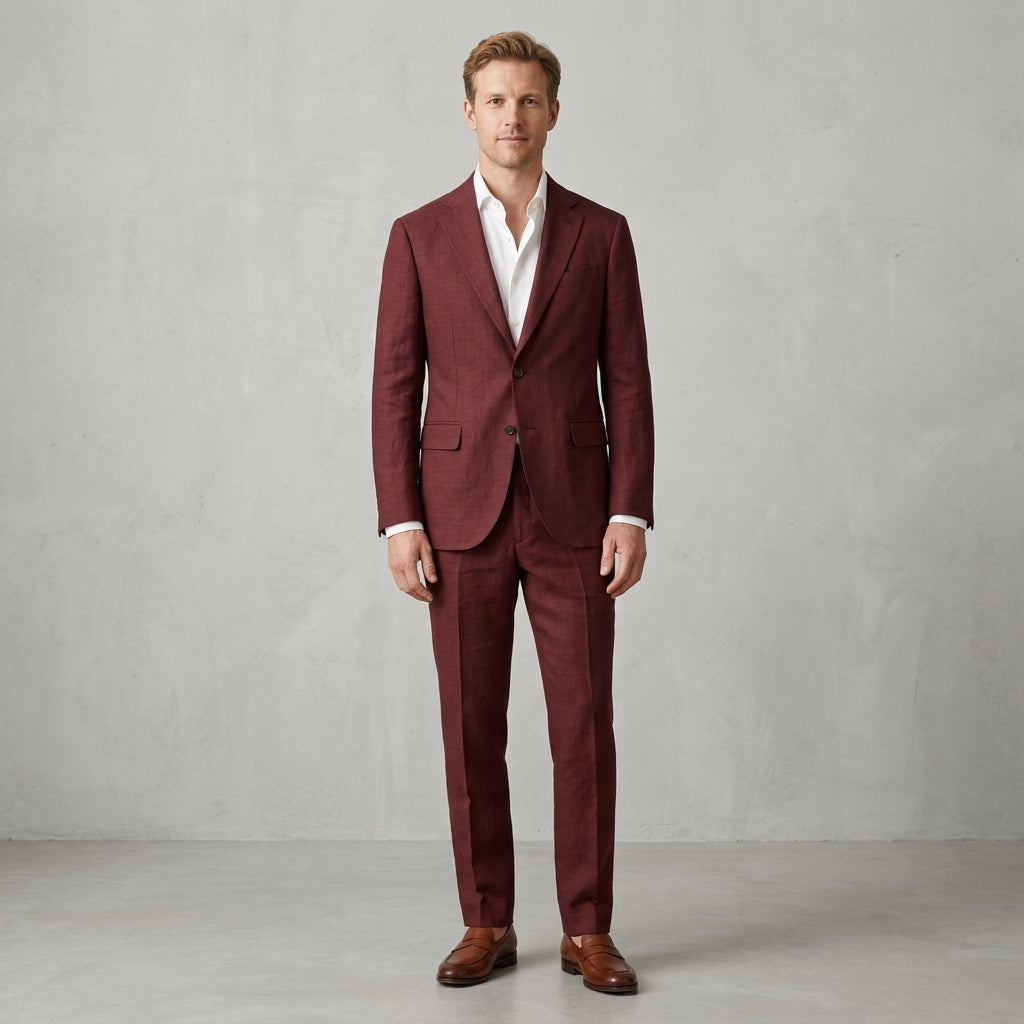 Suit with Notched Lapel and Flap Pockets for Men