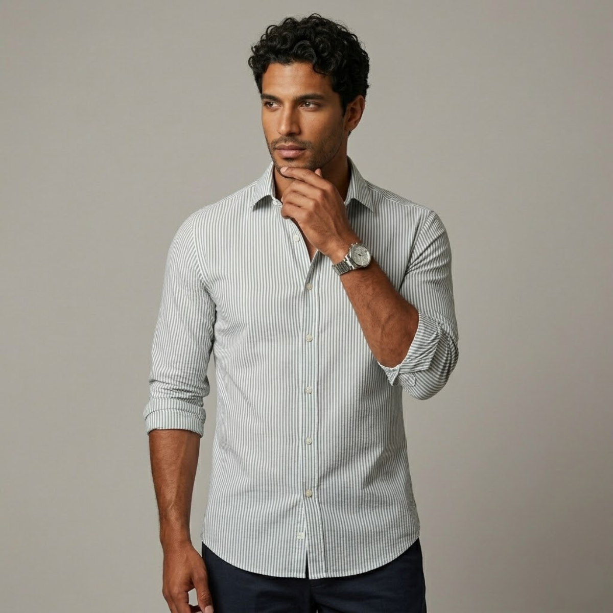 The Cody Men’s Smart Classic Striped Linen Shirt