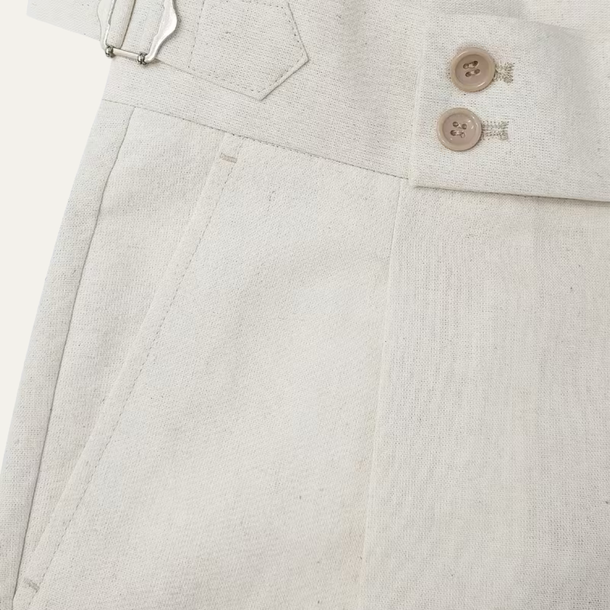 The Claremont Men’s High Waisted Linen Dress Trousers with Adjustable Side Buckle Waist