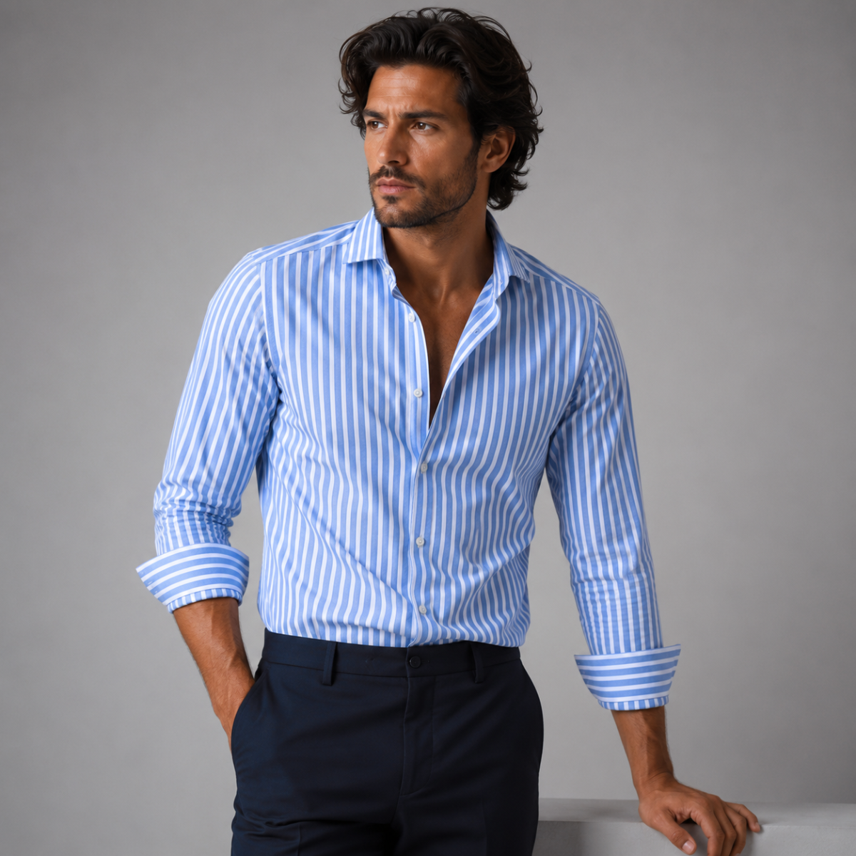 The Asheville Men’s Breathable Smart Fit Striped Linen Shirt