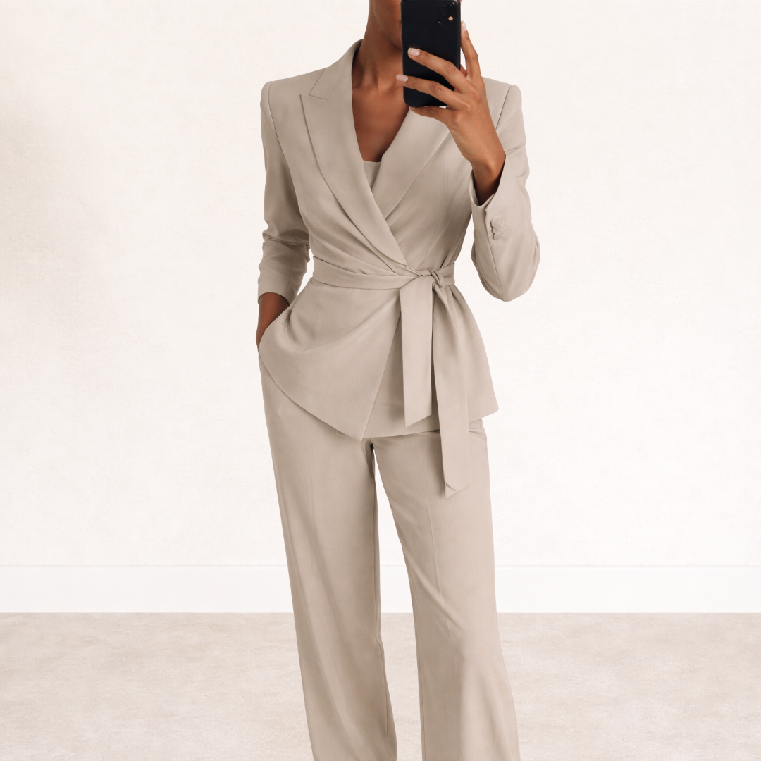 Two-Piece Blazer Set with Trousers for Women