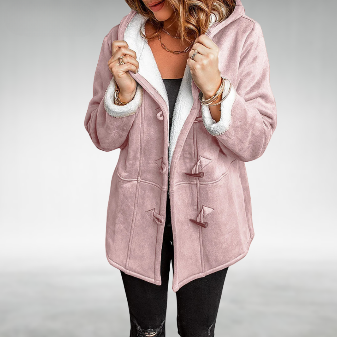 Women's Hooded Coat Lined with Fleece and Sherpa Interior