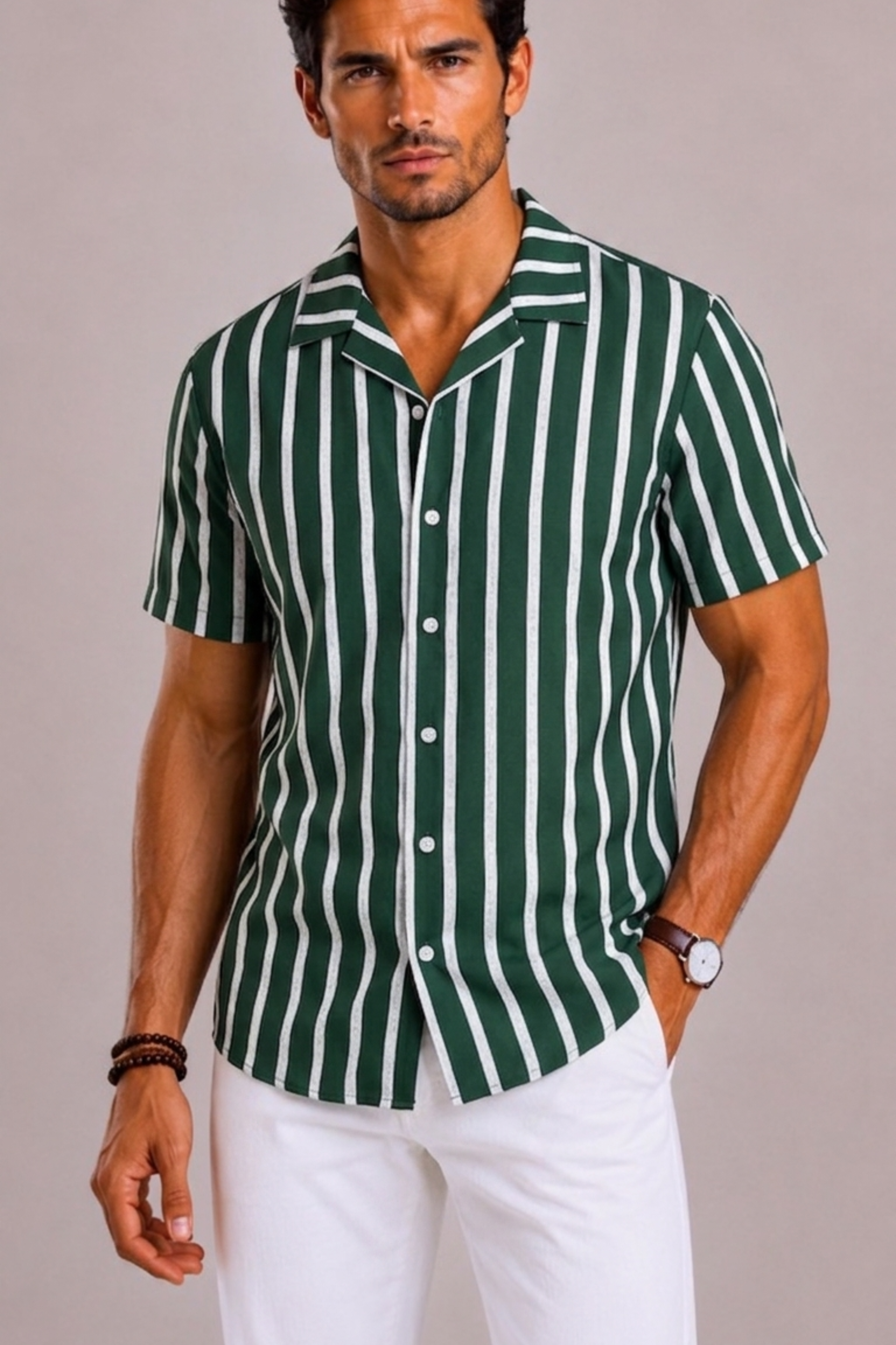 Men's Striped Short-Sleeve Shirt