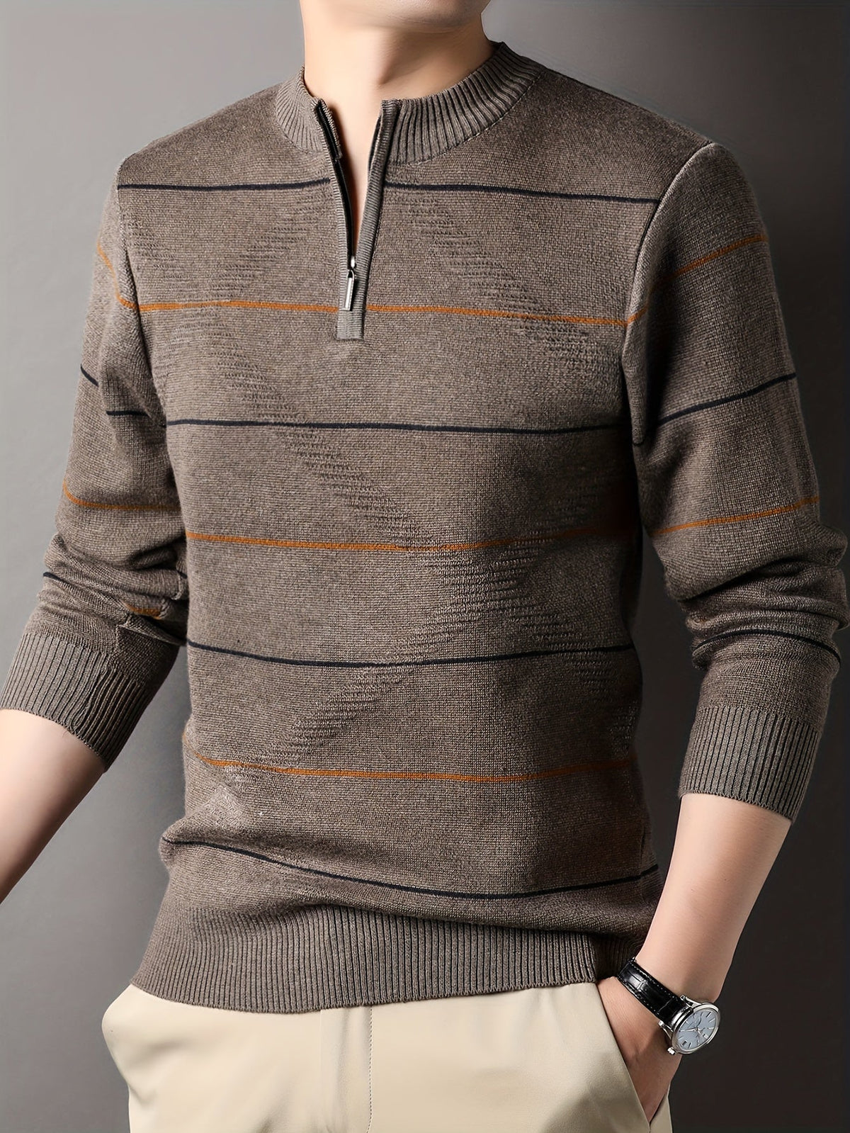 Tristan | Ribbed Knit Sweater with Half-Zip Design