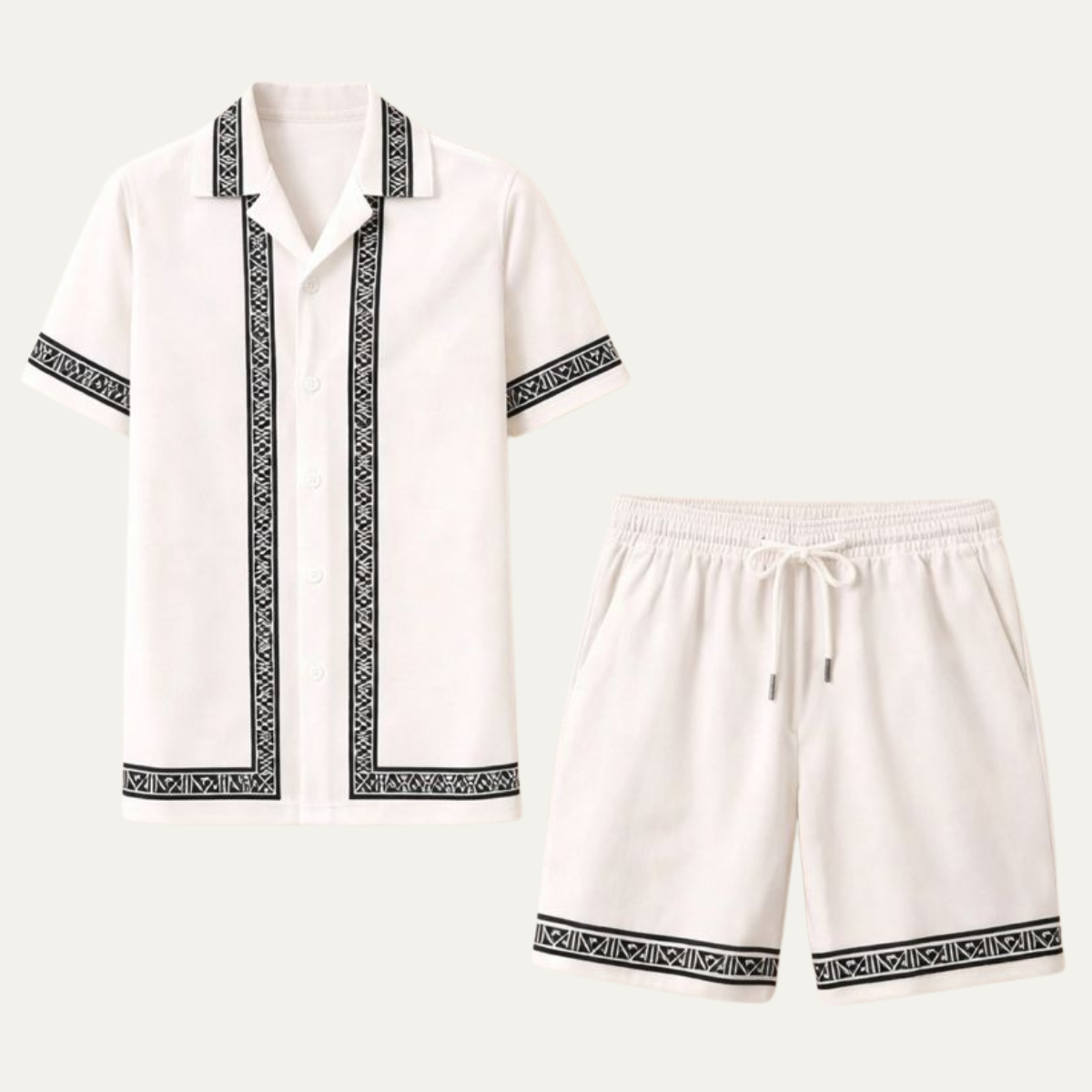 The Waterfall Park Men’s Trendy Print Set – Shirt & Shorts