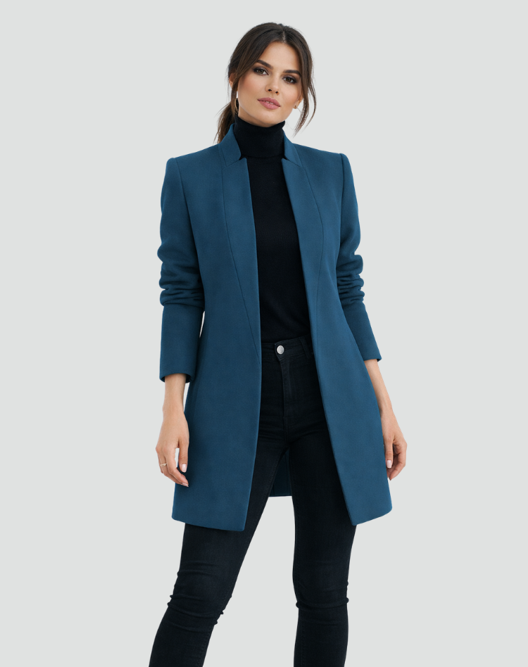 Ladies' Regular Fit Wool Round Neck Classic Coat
