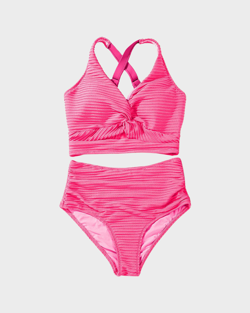 Ribbed High-Waisted Bikini Set for Women