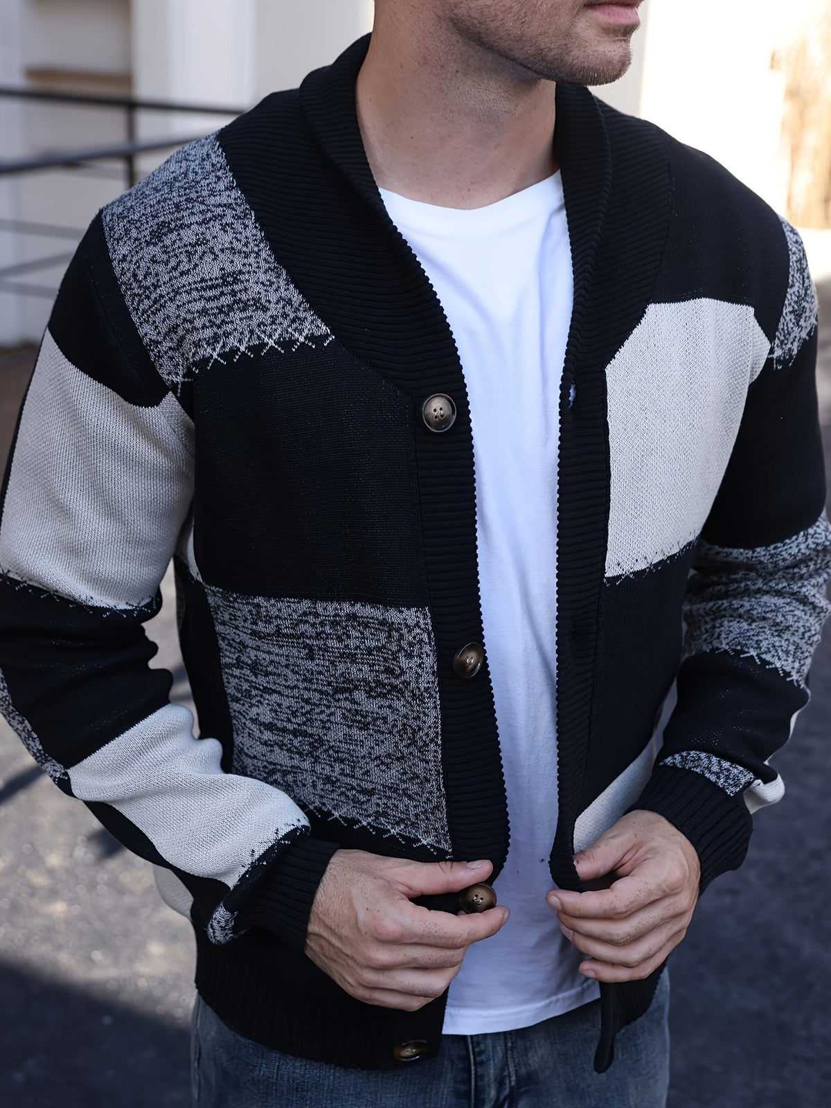 Callahan | Color-Blocked Button-Up Sweater