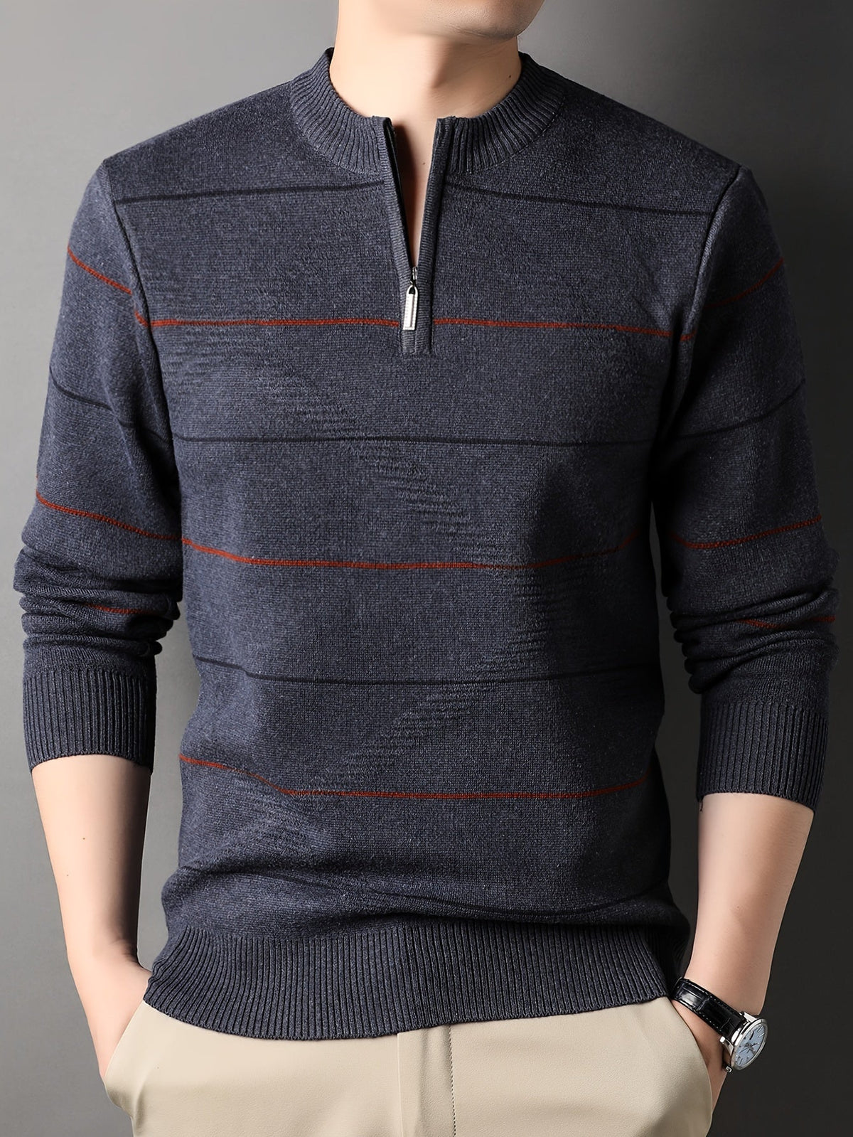 Tristan | Ribbed Knit Sweater with Half-Zip Design