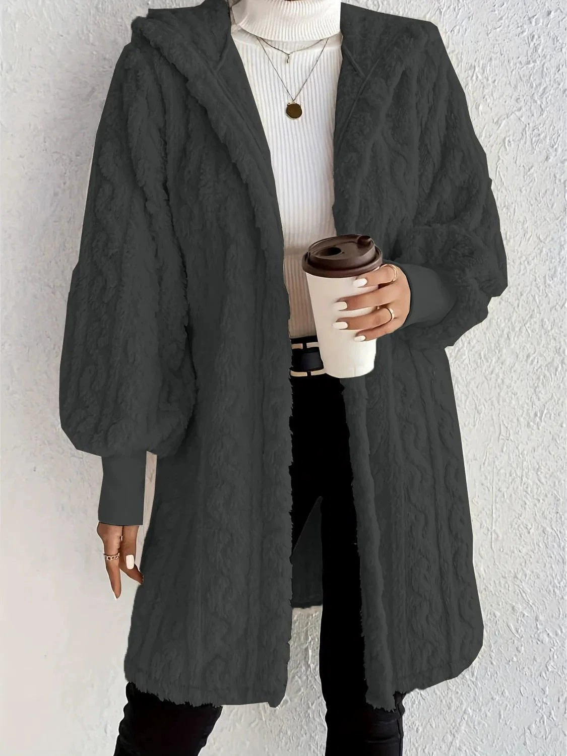 Lova | Cozy Hooded Plush Cardigan – Soft and Relaxed Fit for Fall and Winter