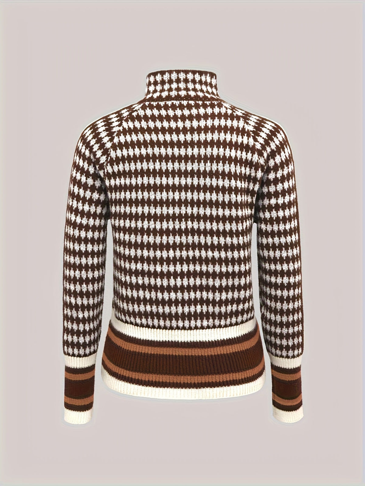 Lenora | Zip-Up Cardigan with Stand Collar and Pattern Design