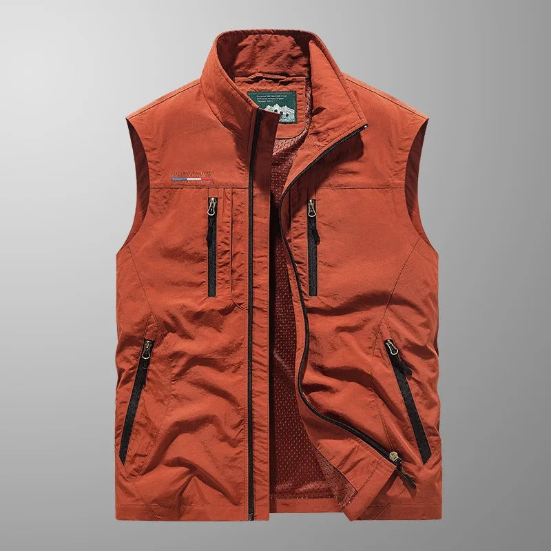 Men's Bodywarmer with Zip and Stand-Up Collar Outdoor Gilet
