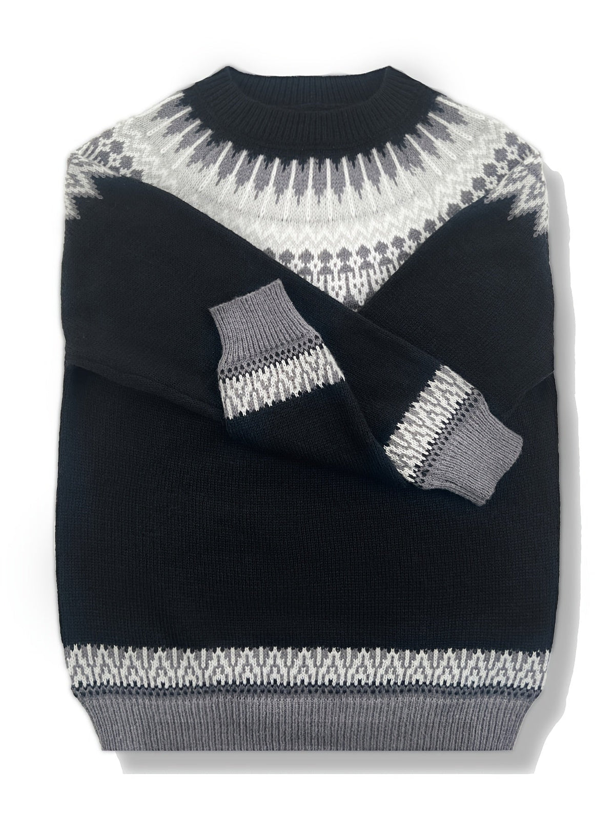 Sylvia | Cozy Chunky Jacquard Round Neck Knit Sweater