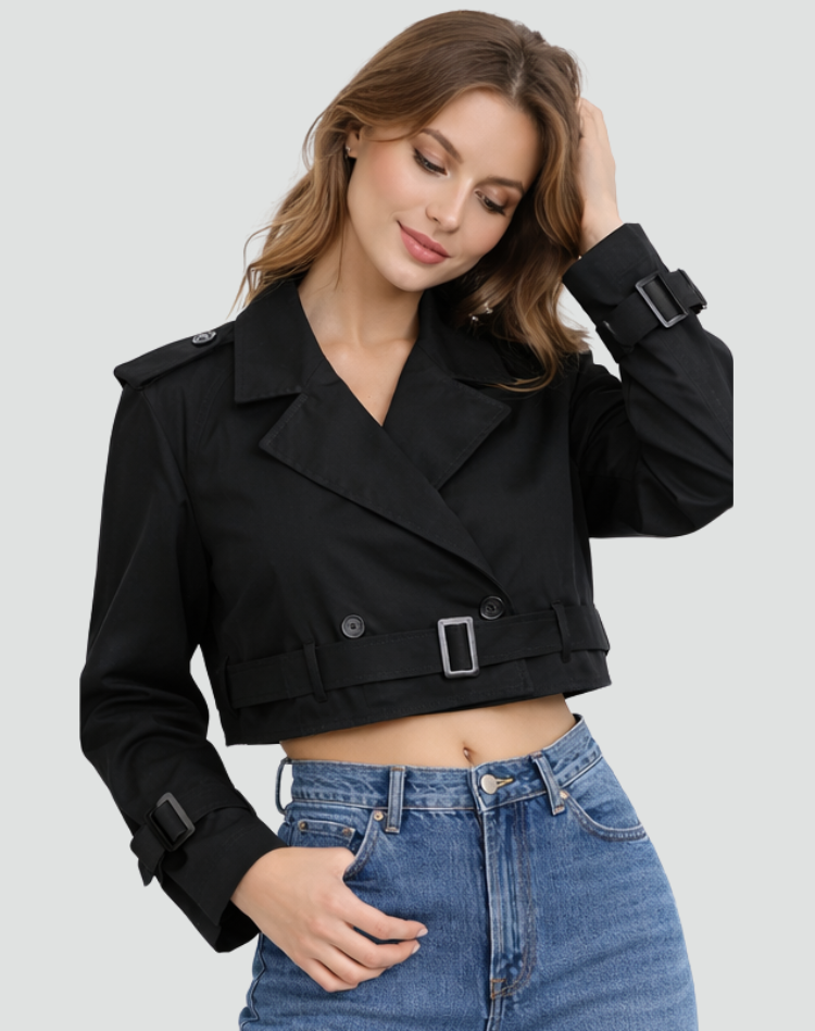 Ladies' Short Fit Cotton Trench Coat