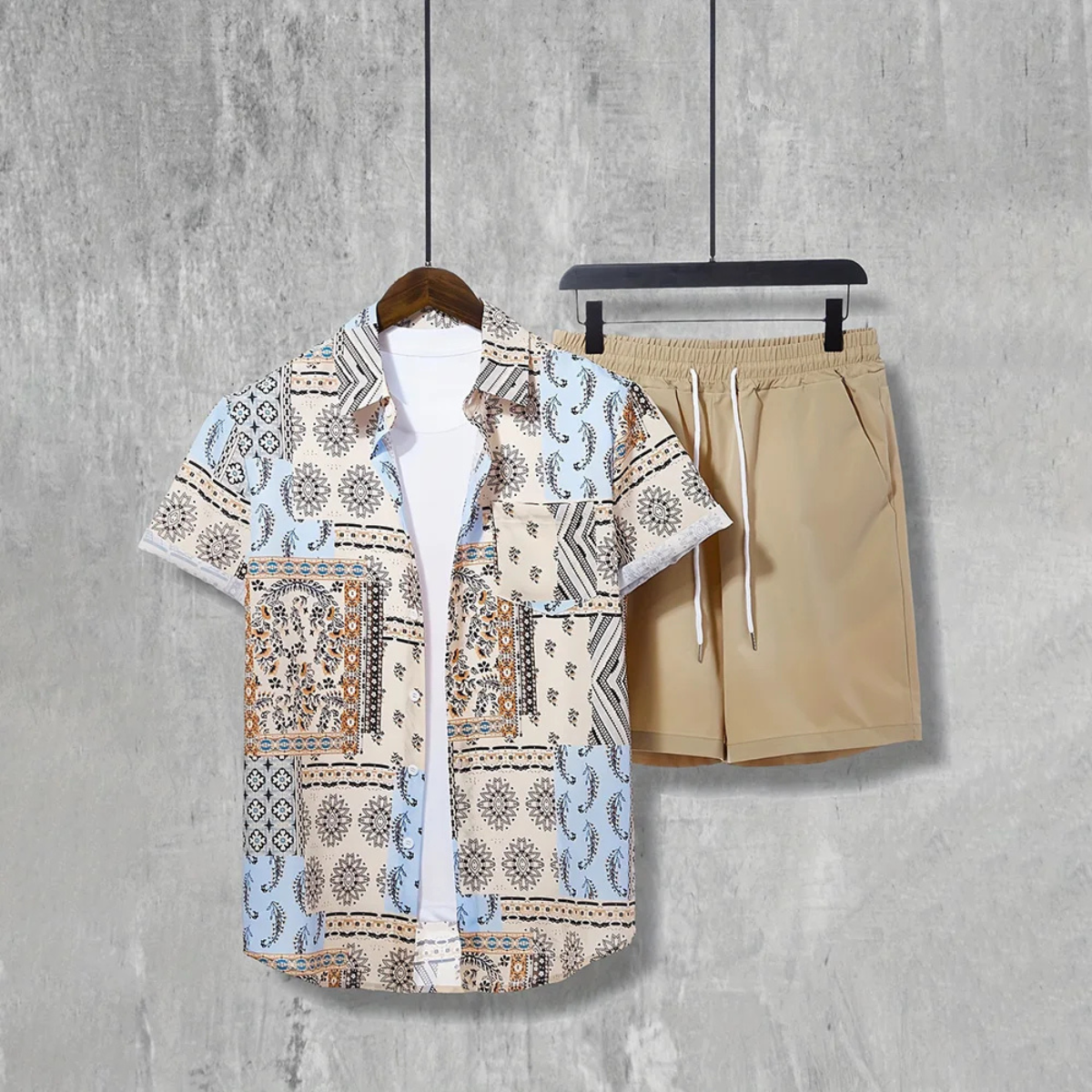 The Meadowford Ridge Men’s Lightweight Print Set – Shirt & Shorts