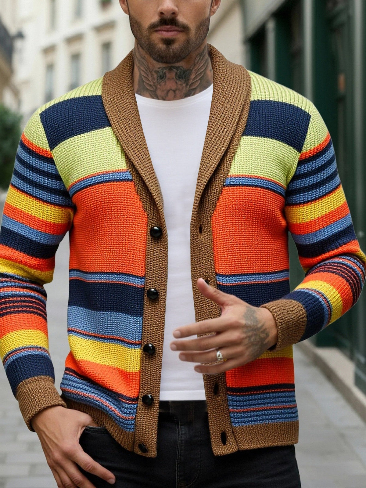 Rafferty | Striped Cardigan with Shawl Collar
