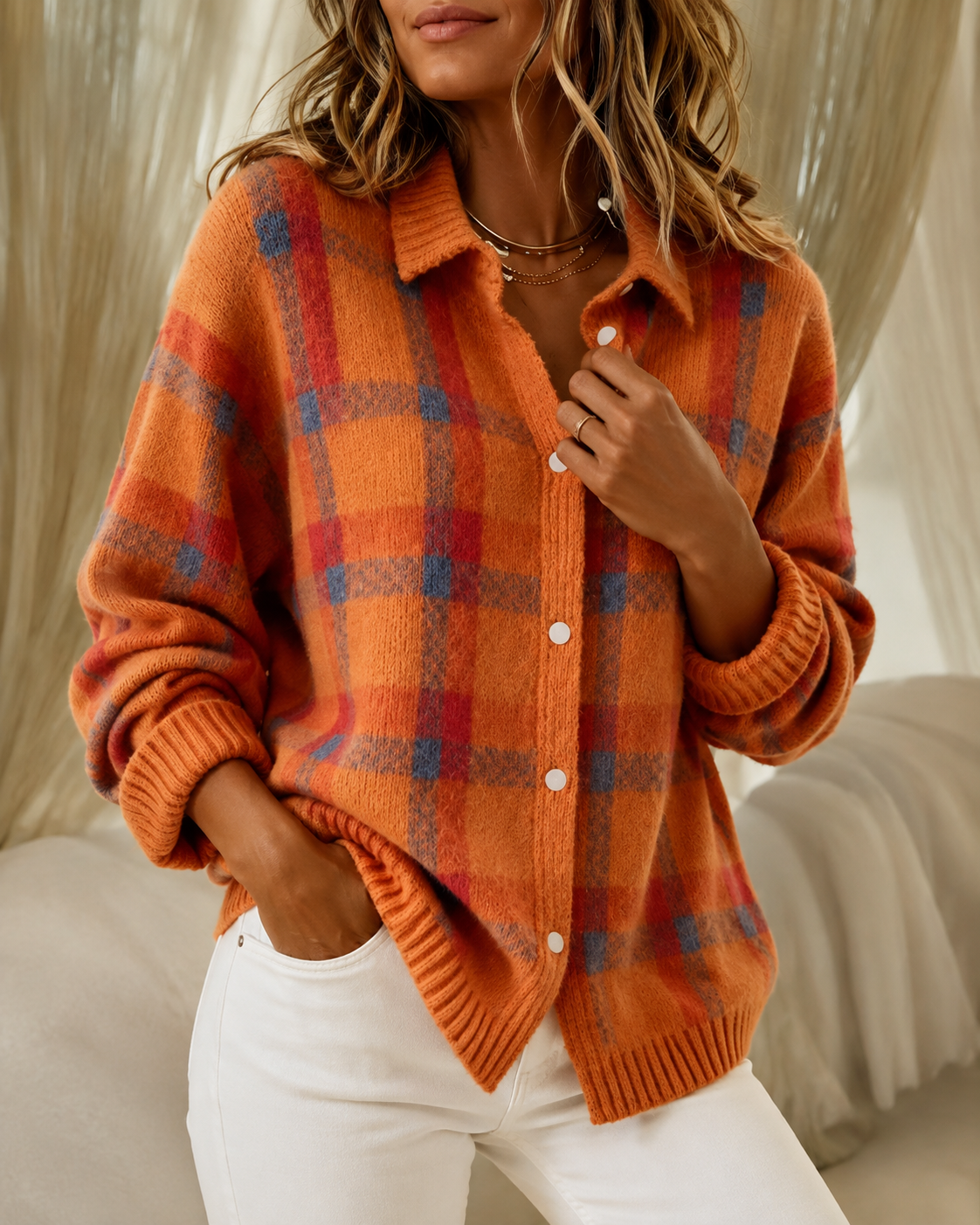 Tesa | Plaid Knit Cardigan