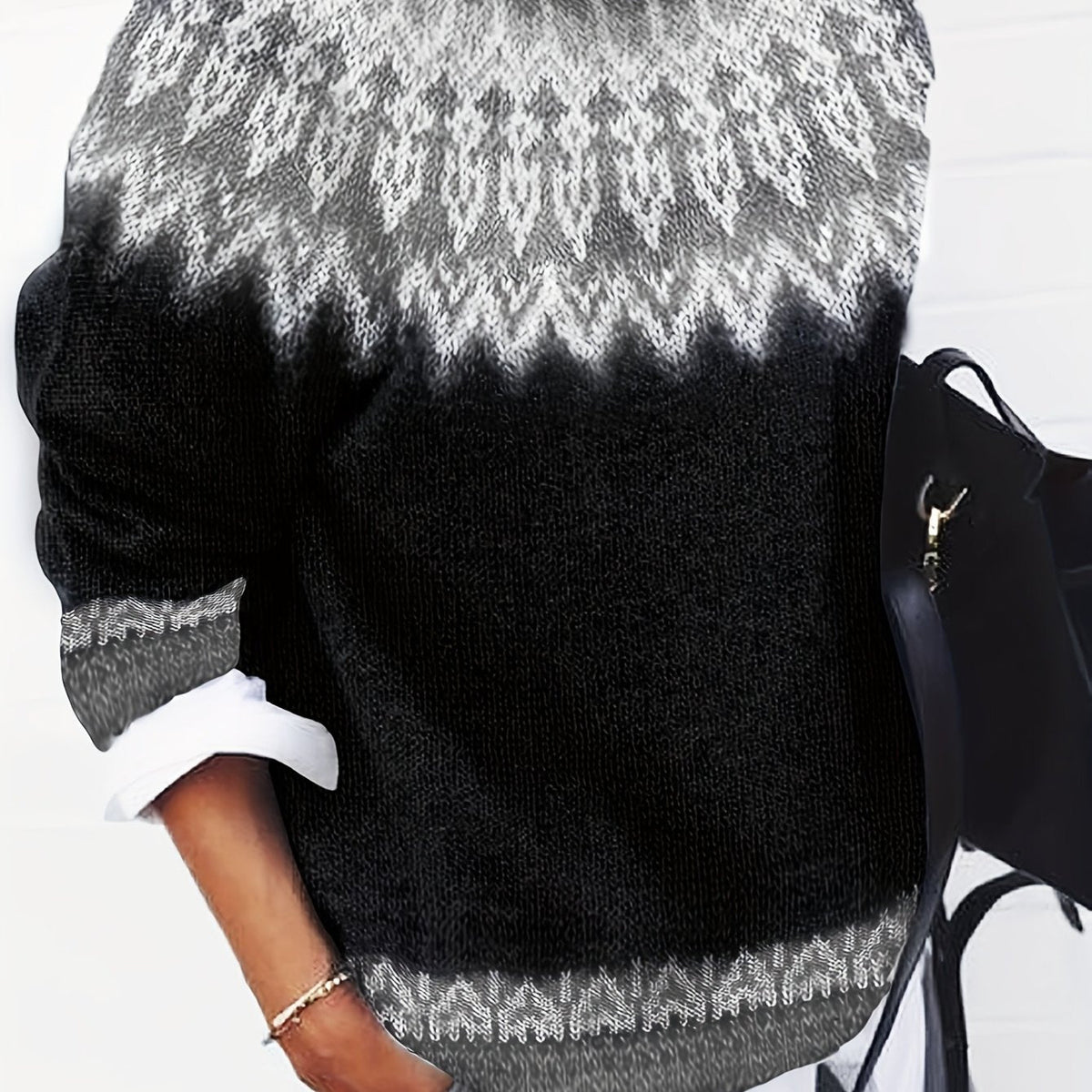 Sylvia | Cozy Chunky Jacquard Round Neck Knit Sweater