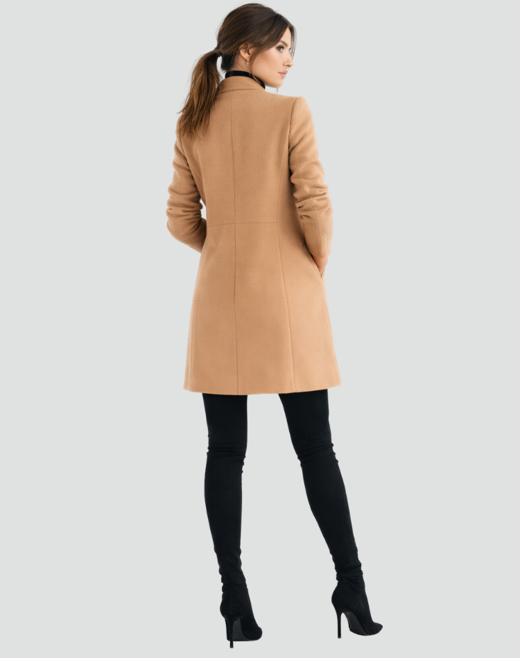Ladies' Regular Fit Wool Round Neck Classic Coat