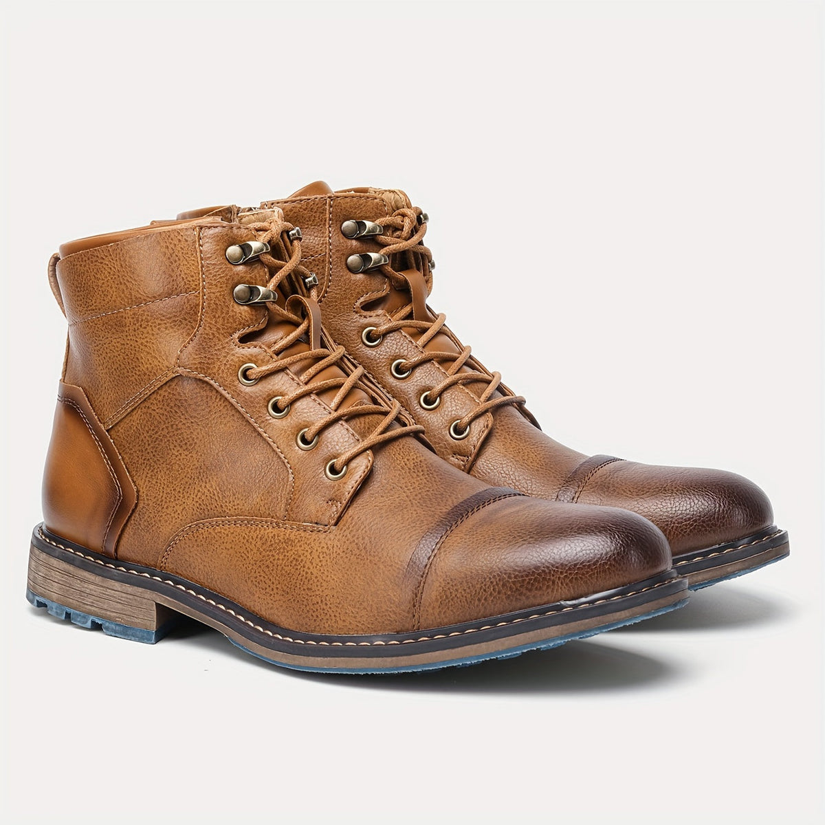 Wallace | Lace-Up Cap-Toe Boots