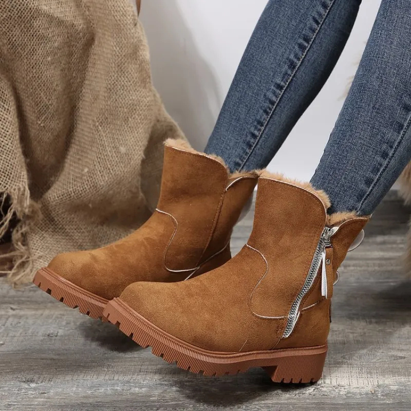 Ladies' Suede Boots with Fur Trim