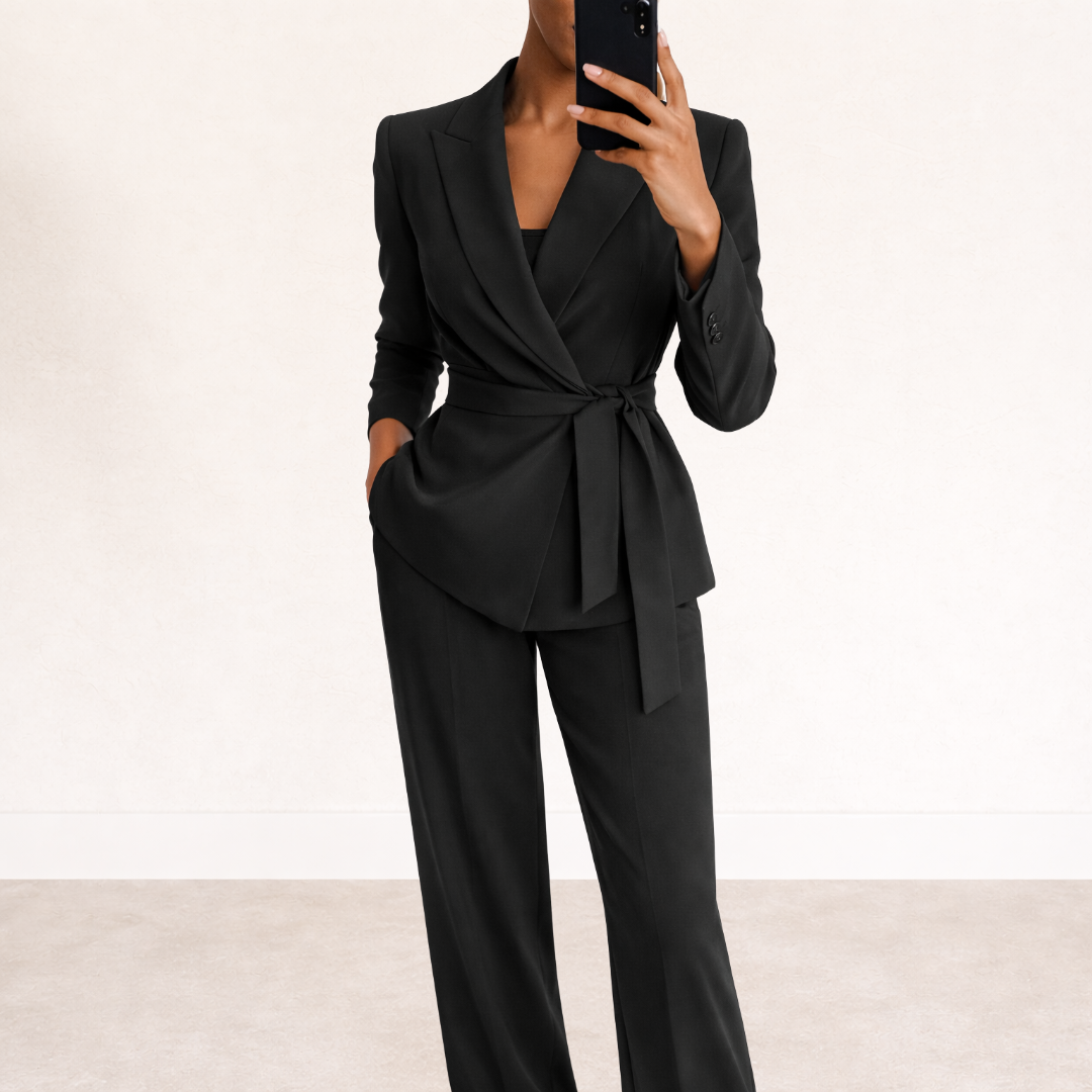 Two-Piece Blazer Set with Trousers for Women