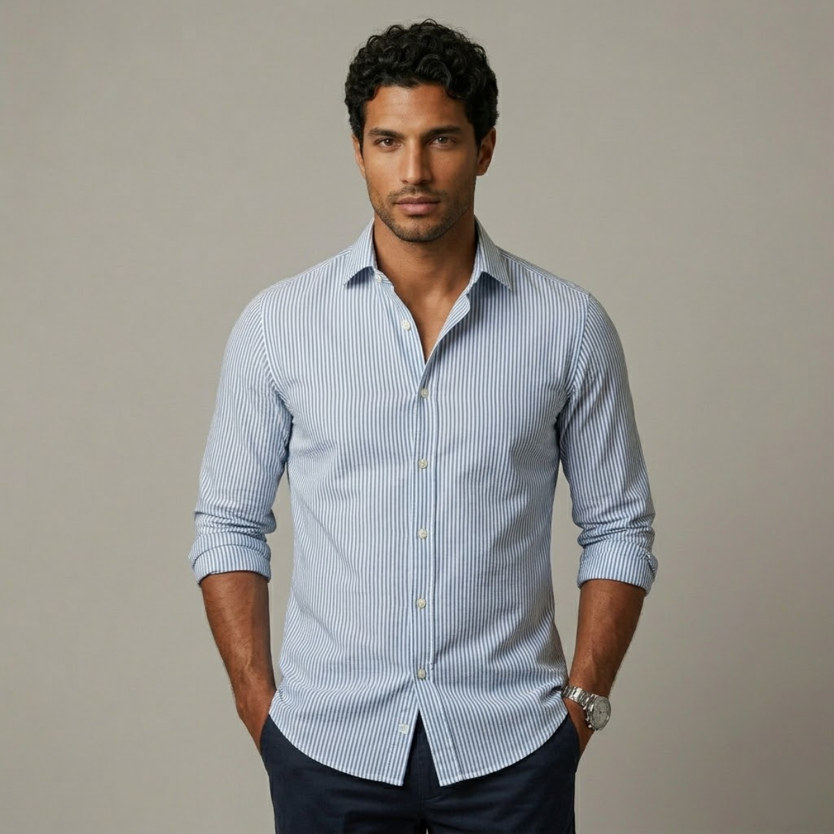 The Cody Men’s Smart Classic Striped Linen Shirt
