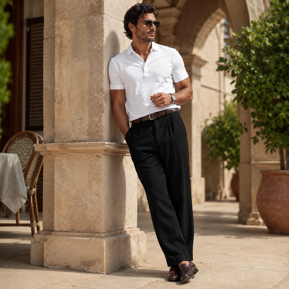 The Brookline Men’s Classic Straight Leg Loose Fit Linen Trousers