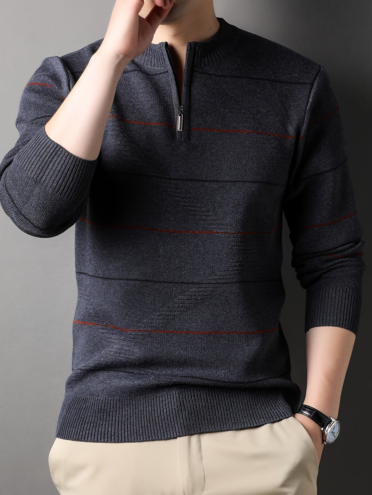 Tristan | Ribbed Knit Sweater with Half-Zip Design