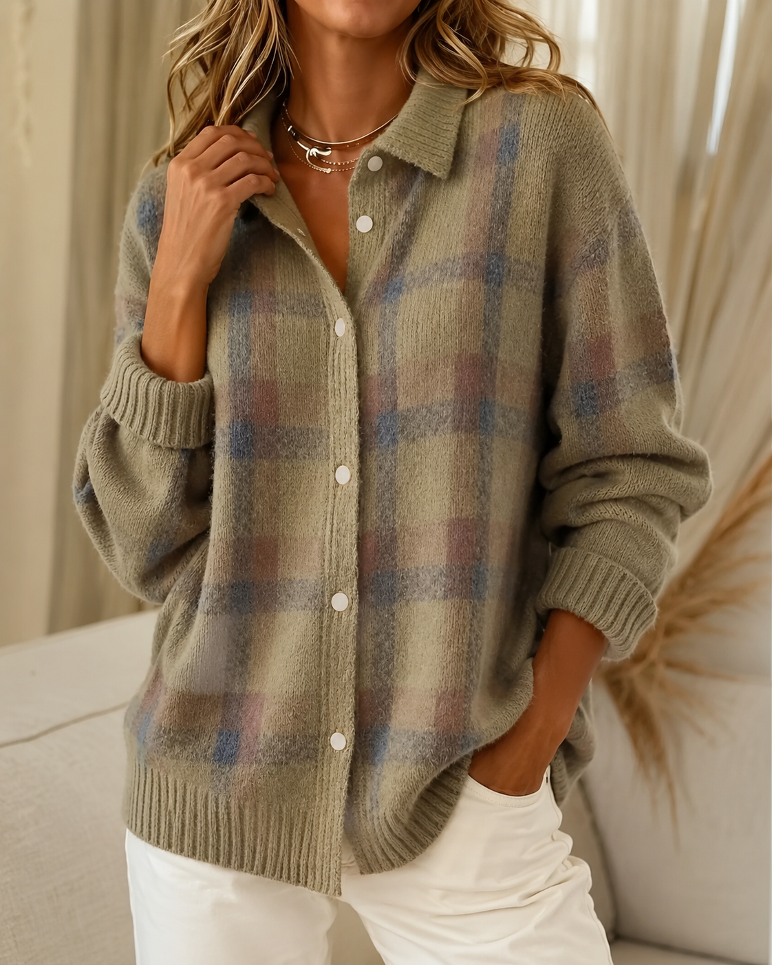 Tesa | Plaid Knit Cardigan