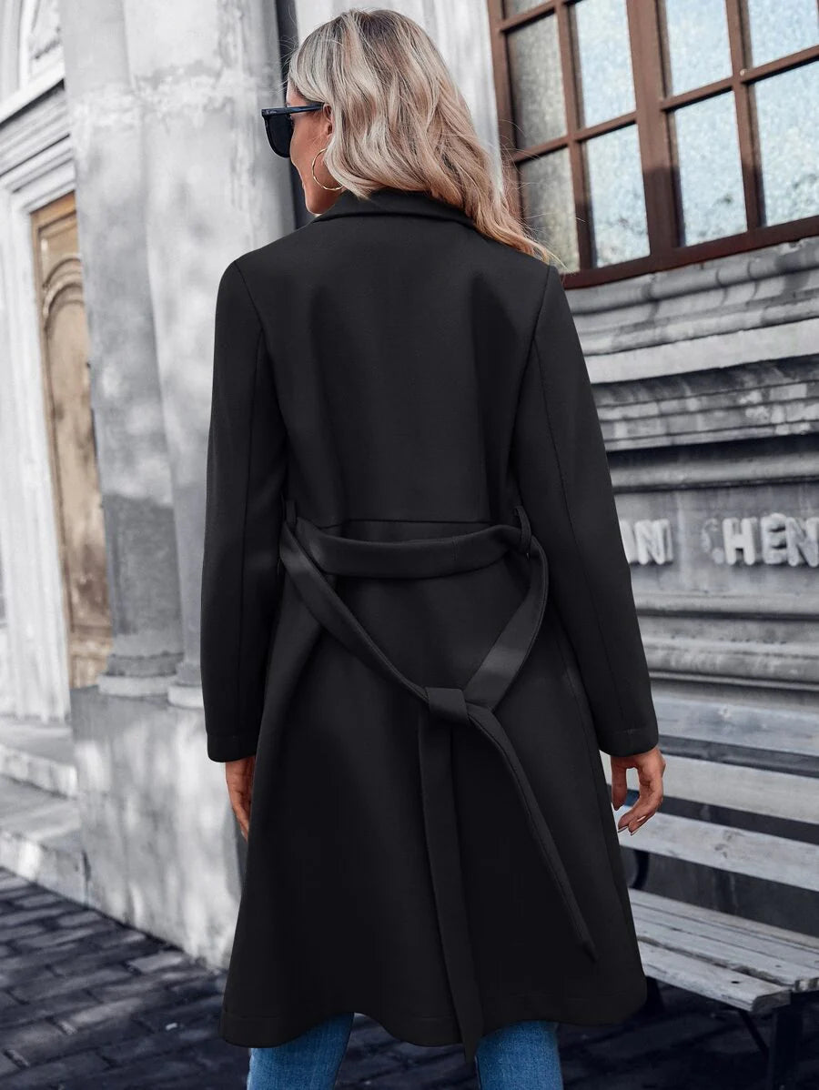 Ladies' Regular Fit Padded A-Line Coat with Double Buttons