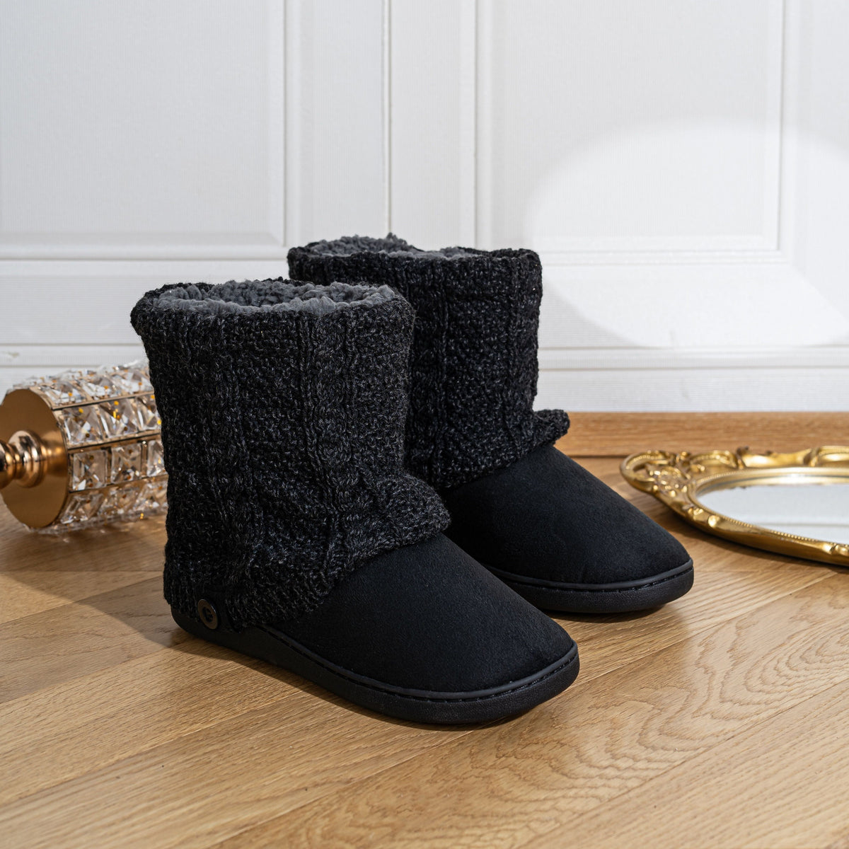 Marnah | Cozy Knit-Cuff Slippers
